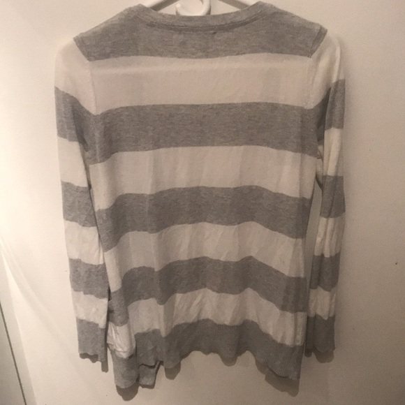 Silky Soft Garage 2 Tone Button Up Varsity Sweater White and Grey - Picture 9 of 10